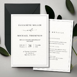 Convite de casamento elegante minimalista, Monogra
