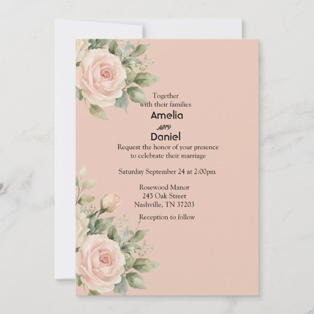 Convite de Casamento Elegante Mínimo Eucalipto (Frente)