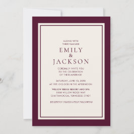 Convite de Casamento Elegante Moderno Burgundy Cre