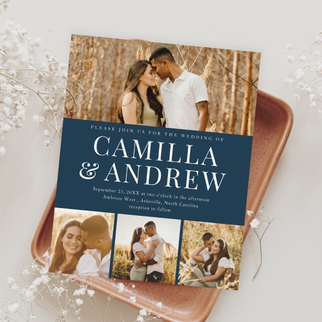 Convite de Casamento Elegante Moderno e Econômico  (Modern Typography Budget Photo Wedding Invitations.)