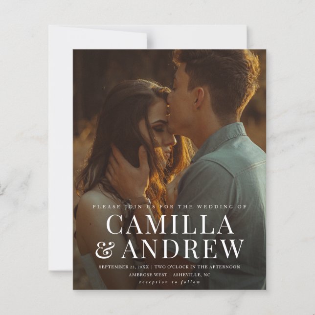 Convite de Casamento Elegante Moderno Orçamento 2  (Frente)