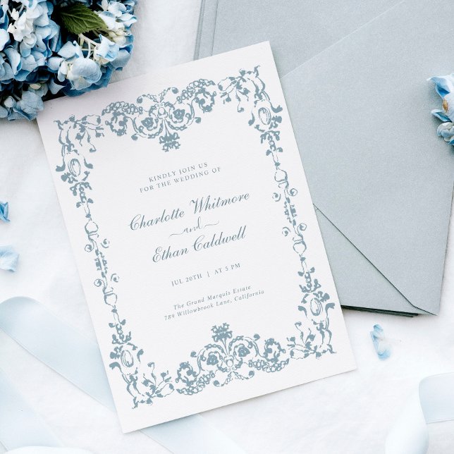 Convite de Casamento Elegante Moldura Barroca Vint (Criador carregado)