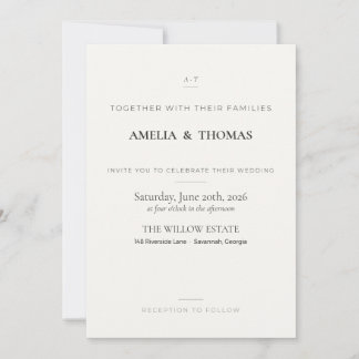 Convite de Casamento Elegante Monograma Minimalist