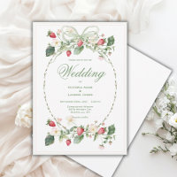 Convite de Casamento Elegante Morangos Lindos