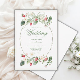 Convite de Casamento Elegante Morangos Lindos