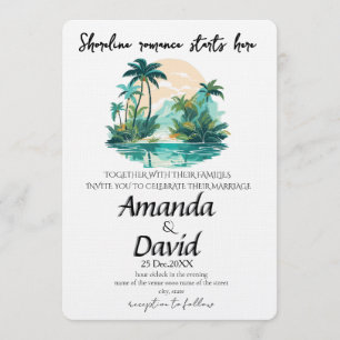 Convite de Casamento Elegante na Praia à Beira-Mar