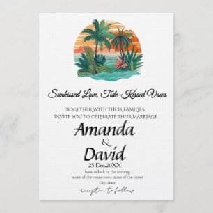 Convite de Casamento Elegante na Praia à Beira-Mar