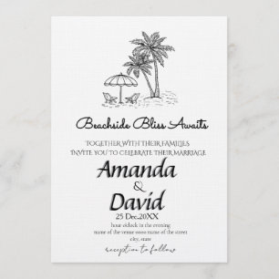 Convite de Casamento Elegante na Praia à Beira-Mar