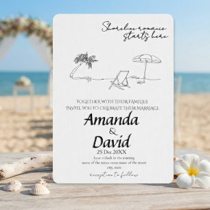 Convite de Casamento Elegante na Praia à Beira-Mar