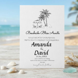 Convite de Casamento Elegante na Praia à Beira-Mar