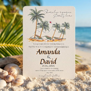 Convite de Casamento Elegante na Praia à Beira-Mar