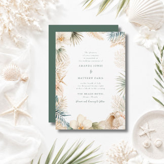 Convite de Casamento Elegante na Praia Costeira