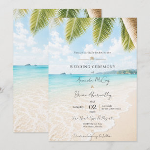 Convite de Casamento Elegante na Praia Tropical