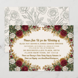 Convite de Casamento Elegante New York Rose