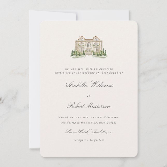 Convite de Casamento Elegante no Campo Italiano (Frente)