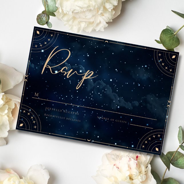 Convite de Casamento Elegante noite estrelada Cart (Criador carregado)