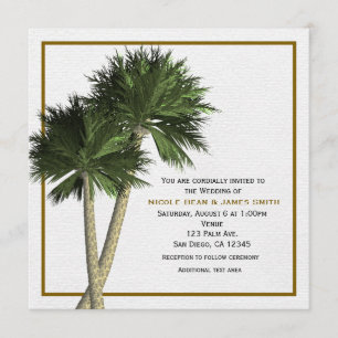 Convite de Casamento Elegante Palmeiras Branco & D