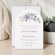 Convite de Casamento Elegante Peônia Roxa