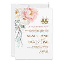 Convite de Casamento Elegante Peônia Vietnamita So