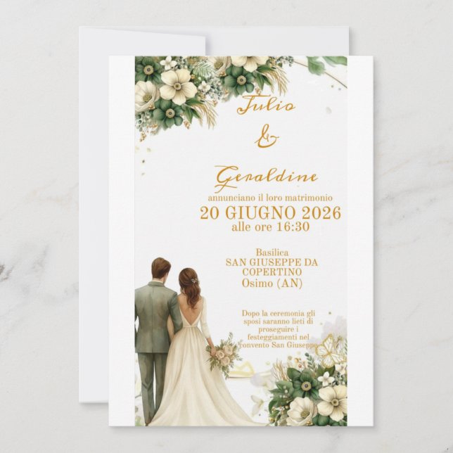 Convite de Casamento Elegante Personalizado (Frente)