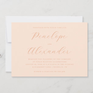 Convite de Casamento Elegante Pêssego