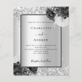 Convite de casamento elegante prateado
