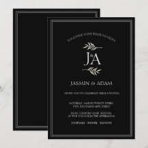 Convite de Casamento Elegante Preto Branco Clássic