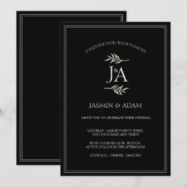 Convite de Casamento Elegante Preto Branco Clássic