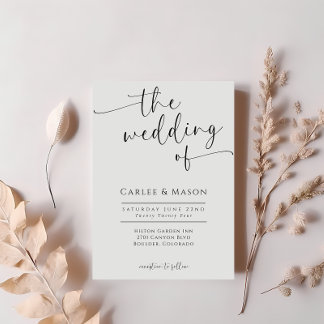 Convite de Casamento Elegante Preto e Branco com L