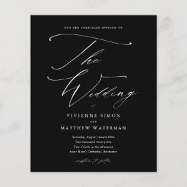 Convite de Casamento Elegante Preto e Branco Econô