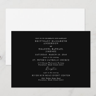 Convite de Casamento Elegante Preto e Branco Sem P