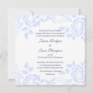 Convite de Casamento Elegante Rosa Azul Suave