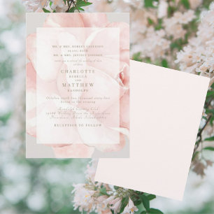 Convite de Casamento Elegante Rosa Bege Pais dos D