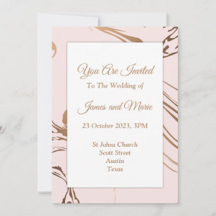 Convite de Casamento Elegante, rosa, branco, mármo