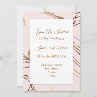 Convite de Casamento Elegante, rosa, branco, mármo