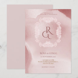 Convite de Casamento Elegante Rosa Chic