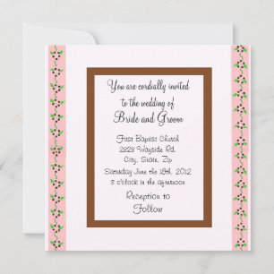 Convite de Casamento Elegante Rosa e Chocolate
