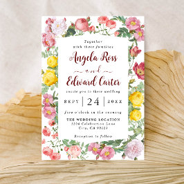 Convite De Casamento Elegante Rosa Florals