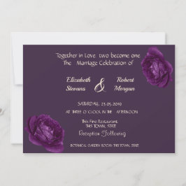 Convite de Casamento Elegante Rosas Roxas Chic