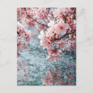 Convite de Casamento Elegante Sakura Sobre a Água