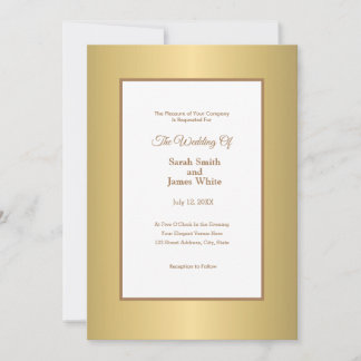 Convite de Casamento Elegante Simples Dourado Mode