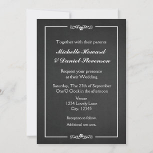 Convite de Casamento Elegante Simples Vintage Giz