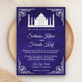 Convite de Casamento Elegante Taj Mahal Roxo Real