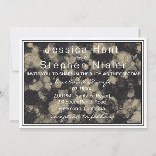 Convite de Casamento Elegante Tintas de Ouro e Pre