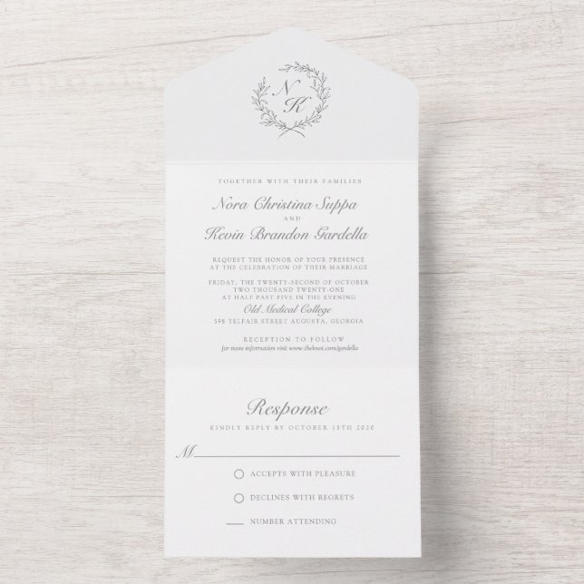 Convite de Casamento Elegante Tudo em Um (Inside)