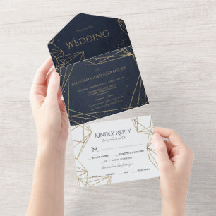 Convite de Casamento Elegante Tudo em Um.