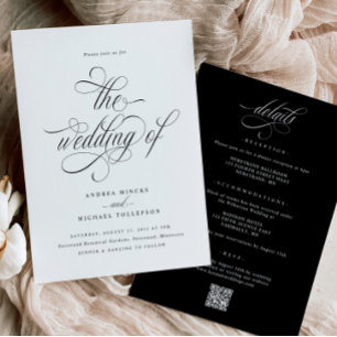 Convite de Casamento Elegante Tudo em Um com Detal