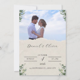 Convite de Casamento Elegante Verde e Branco