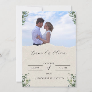 Convite de Casamento Elegante Verde e Branco