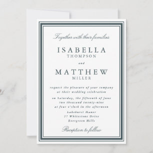 Convite de Casamento Elegante Verde Escuro com Bor